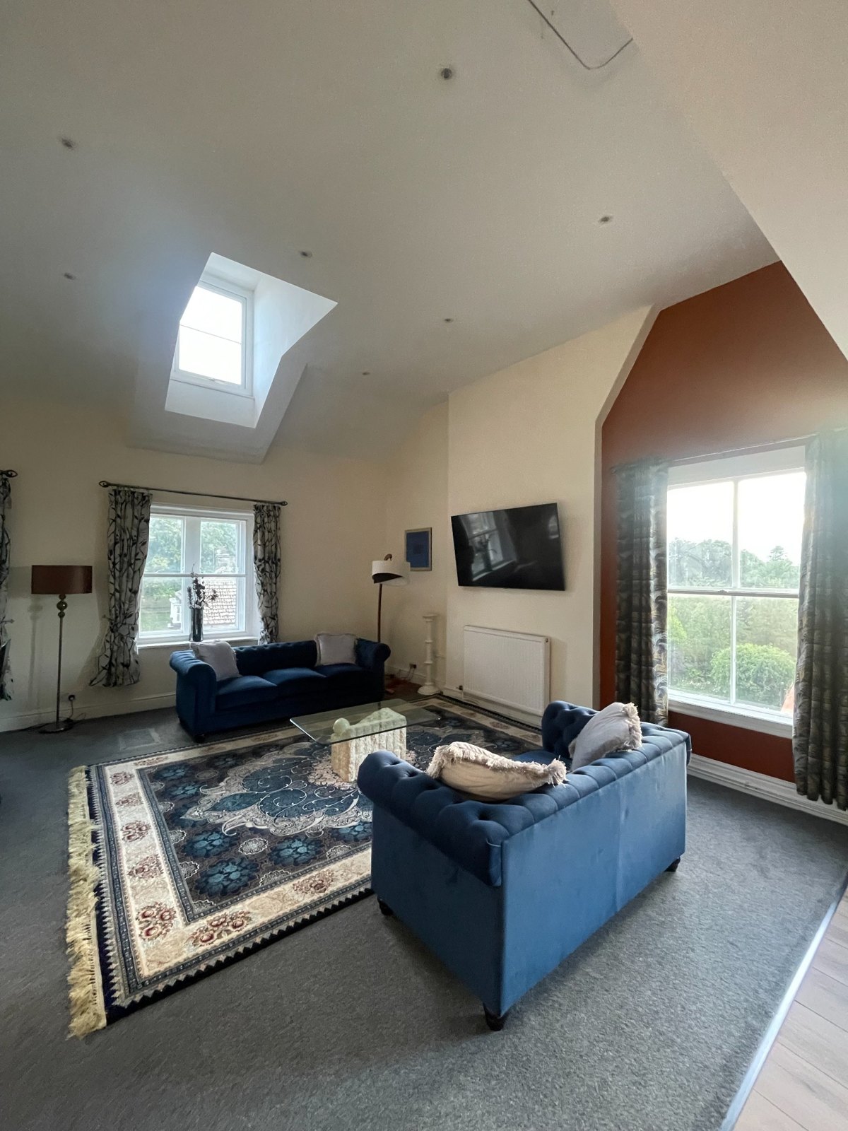 Living room beneath the skylight