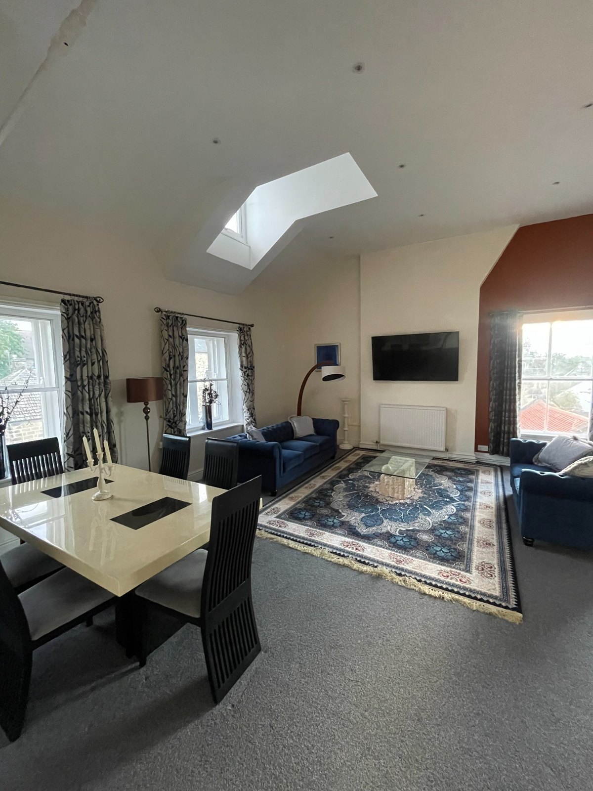 Penthouse living and dining area